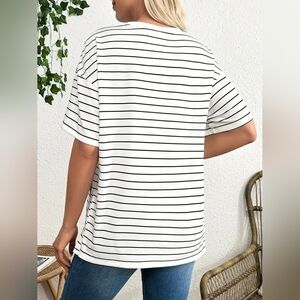NWT Brunette The Label Striped Boxy Tee Size 3XL/4XL Oversized Pink White
